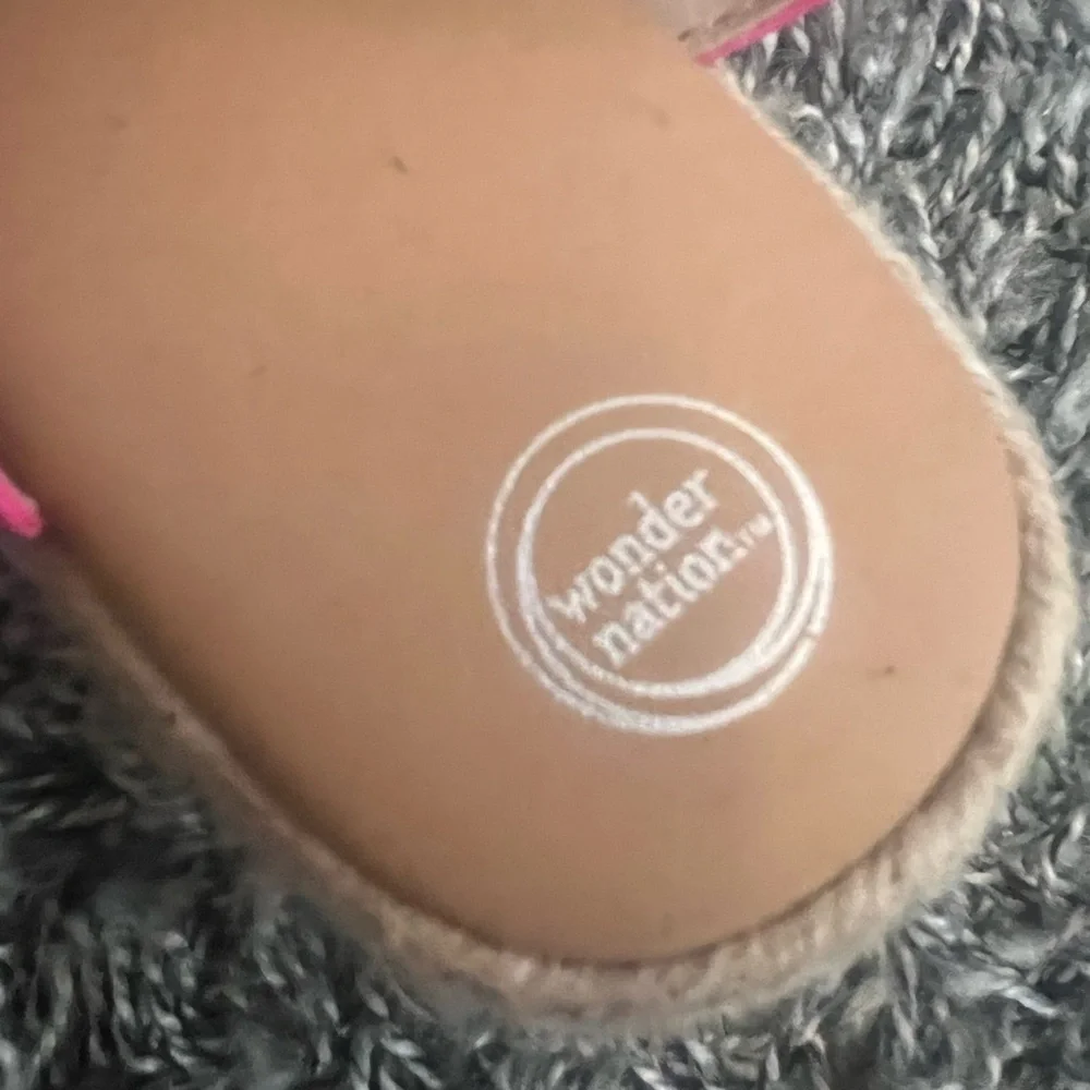 Wonder Nation Girls Pink Embroidered Espadrille Sandals - Size 3